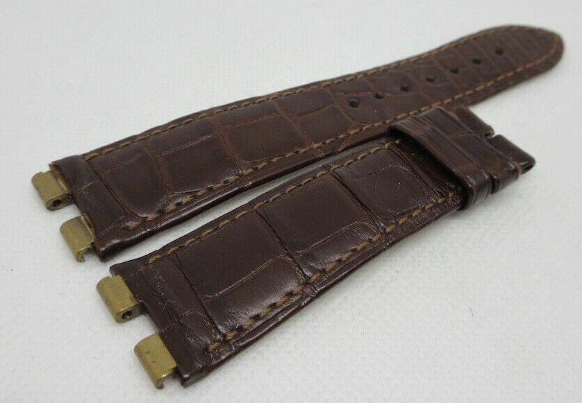 Piaget Polo 21mm Brown Alligator Strap Gold Tone Stainless Steel OEM Genuine