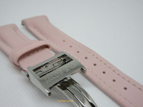 New Jacob & Co. 20mm Pink Poly Rubber Strap Deployant Buckle Stainless Steel